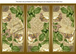 Cream Roses Especially for You Quick Tri-fold Card