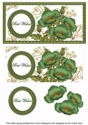 Olive Poppy Best Wishes Dl Decoupage Topper