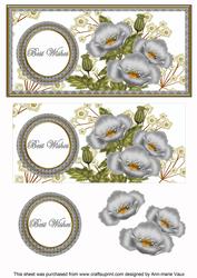 Silver Poppy Best Wishes Dl Decoupage Topper