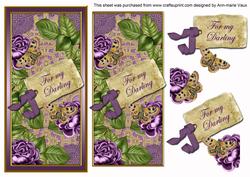 Purple Roses for My Darling Dl Topdown Topper