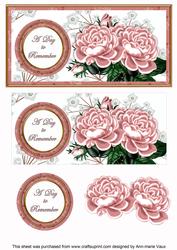 Pink Roses Day to Remember Dl Decoupage Topper