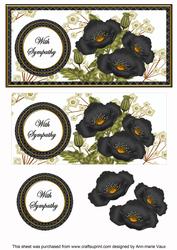 Black Poppies in Sympathy Dl Decoupage Topper