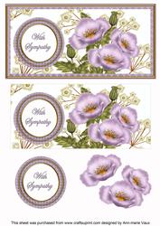 Lilac Poppies in Sympathy Dl Decoupage Topper