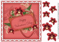 Red Orchid Valentines Day 8in Vintage Topper