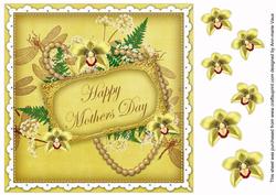 Lemon Orchid Happy Mothers Day 8in Vintage Decoupage Topper