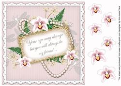 White Orchids Age Change 8in Vintage Decoupage Topper