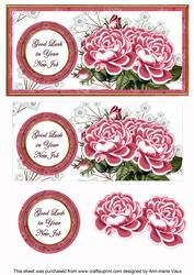 Cerise Roses New Job Dl Decoupage Topper