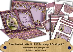 Purple Pansies Love on Birthday 3D Easel Book Kit