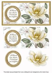 Cream Magnolia If Friends Were Dl Decoupage Topper