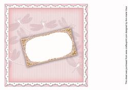 White & Pink Hint Dragonfly 8inch Orchid Card Insert Panel