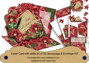 Red Orchid Mothers Day Easel Bracket Card & Envelope Kit