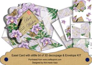 Lilac Orchid Best Wishes Easel Bracket Card & Envelope Kit