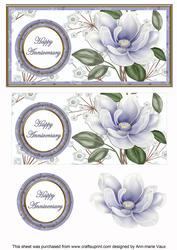 Pblue Magnolia Happy Anniversary Dl Decoupage Topper