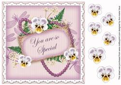 Lilac Pansy So Special 8in Vintage Decoupage Topper