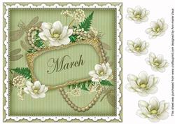 Olive Magnolia March 8in Vintage Decoupage Topper