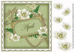 Olive Magnolia April 8in Vintage Decoupage Topper