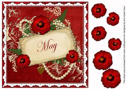 Red Giant Poppy May 8in Vintage Decoupage Topper