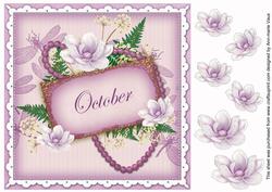 Lilac Magnolia October 8in Vintage Decoupage Topper