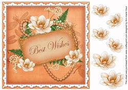 Borange Magnolia Best Wishes 8in Vintage Decoupage Topper