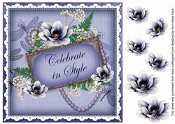 Dark Blue Magnolia Celebrate 8in Vintage Decoupage Topper
