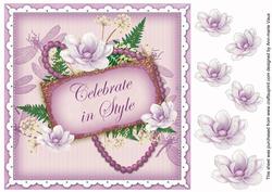 Lilac Magnolia Celebrate 8in Vintage Decoupage Topper