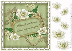 Olive Magnolia If Friends - 8in Vintage Decoupage Topper