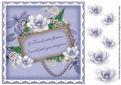 Pblue Magnolia If Friends - 8in Vintage Decoupage Topper