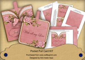 Pink Roses Just for You Vintage Pocket Pull Card Kit