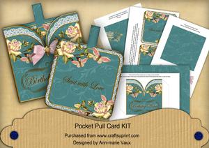 Butterfly Roses Birthday Vintage Pocket Pull Card Kit