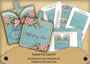 Pink Rose Turq Just for You Vintage Pocket Pull Card Kit