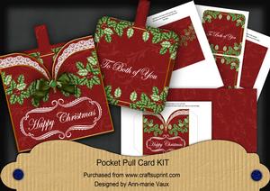 Red Christmas Holly Both of You Vintage Pocket Pull Card Kit