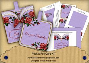 Dpink Rose L Birthday Vintage Pocket Pull Card Kit