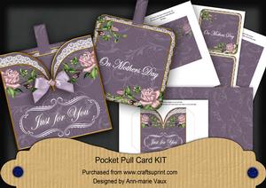 Lilac Roses Mothers Day Vintage Pocket Pull Card Kit