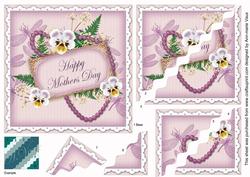 Lilac Pansy Mothers Day Wavy Duo Corner Stacker