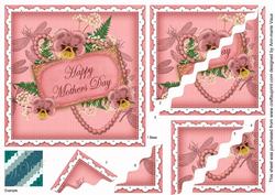 Pink Pansy Mothers Day 6in Duo Wavy Corner Stacker