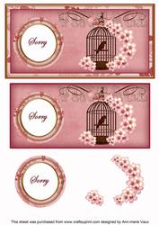 Pink Birdcage Sorry Dl Decoupage Topper