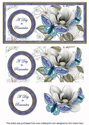 Blue Butterfly Day to Remember Dl Decoupage Topper