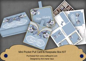 Blue Magnolia Birthday Mini Pocket Card & Keepsake Box Kit