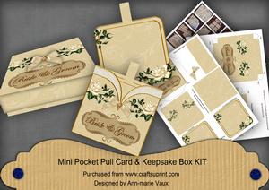 Cream Roses Bride & Groom Mini Pocket Card & Keepsake Box