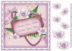 Lilac Magnolia Another Year 8in Vintage Decoupage Topper