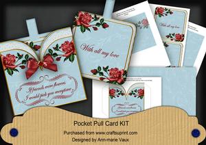 Dpink Roses Blue If Friends Were -  Pocket Pull Card Kit