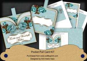 Teal Roses2 Wonderful Mother Vintage Pocket Pull Card Kit