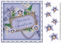 Blue Orchid So Special to Me Vintage 8in Decoupage Topper