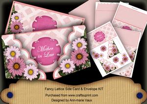 Pink Daisy Mother in Law 3D Fancy Lattice Card Kit