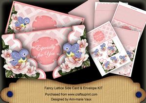 Pink Birds Especially for You 3D Fancy Lattice Card Kit
