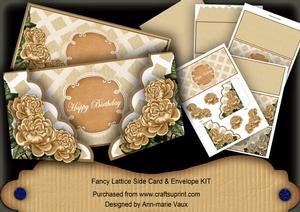 Coffee Roses Happy Birthday Fancy Lattice 3D Card Kit