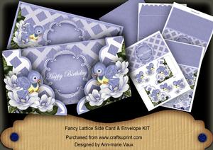 Blue Birds Happy Birthday Fancy Lattice 3D Card Kit