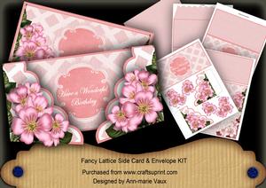 Pink Blossom Wonderful Fancy Lattice 3D Card Kit