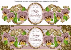 Dusky Pink Pansy Happy Birthday Large Dl Topper