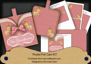 Baby Girl New Grandparents Vintage Pocket Pull Card Kit